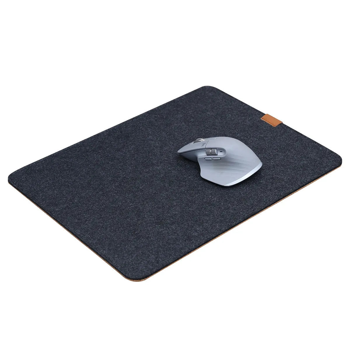 Japanese-style felt cork oversized desk mat mouse pad in black and grey pattern showing 5mm thickness