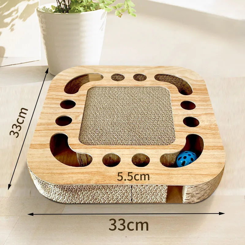 Corrugated paper cat scratching board in multiple shapes with included play ball