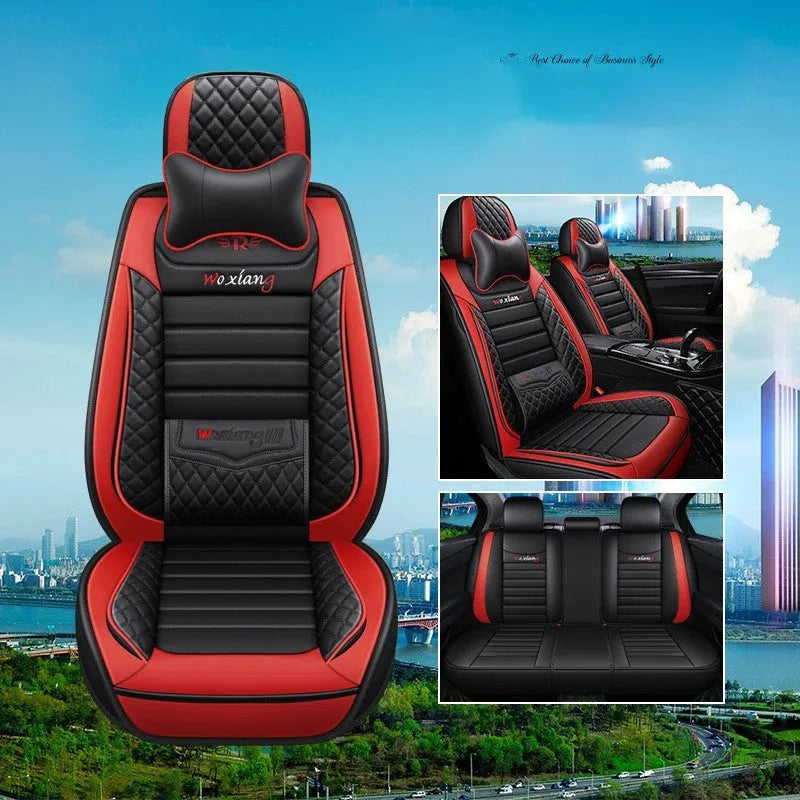 Red leather car seat cushion with high-elasticity sponge filler on a car seat.