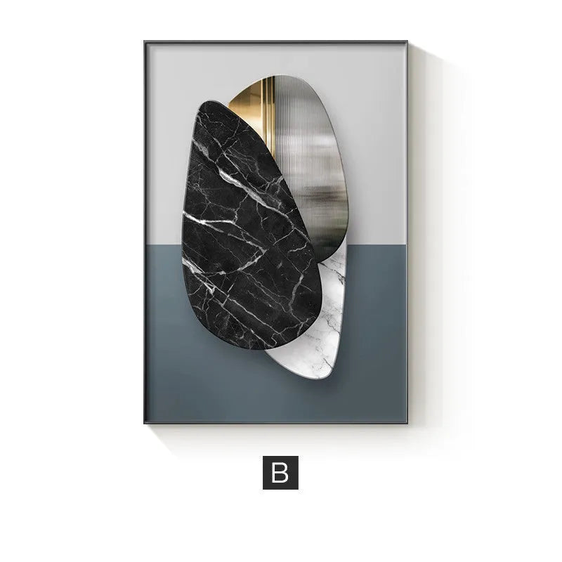 Abstract geometric pattern printed on a canvas wall art poster in a modern style.