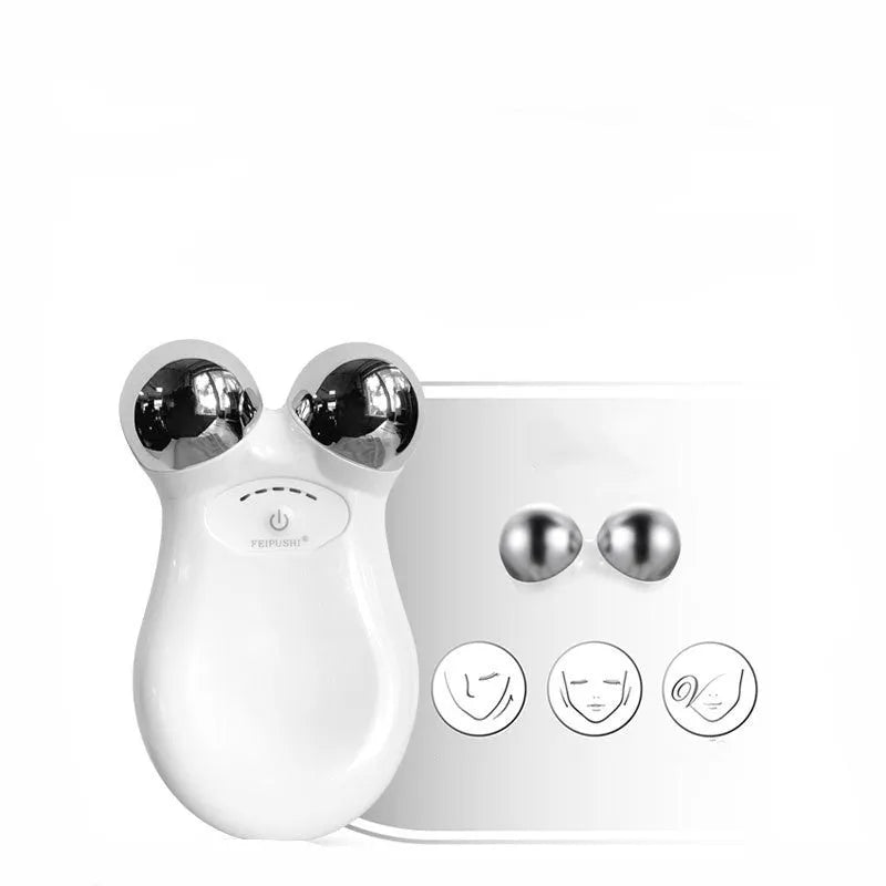 Pink and white micro current facial lifting device for skin firming.