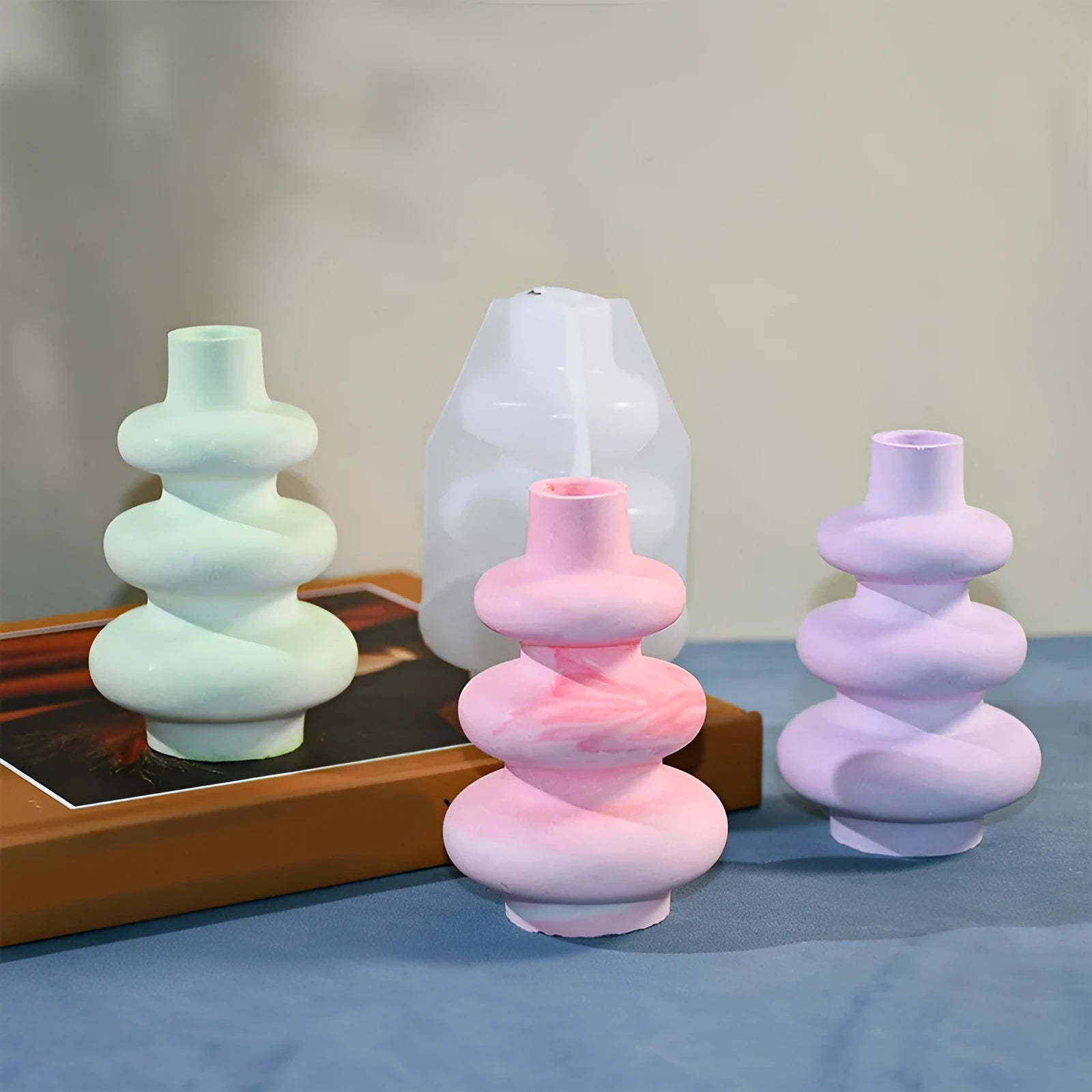 Three-layer circle vase silicone mold in irregular shape for baking and craft projects
