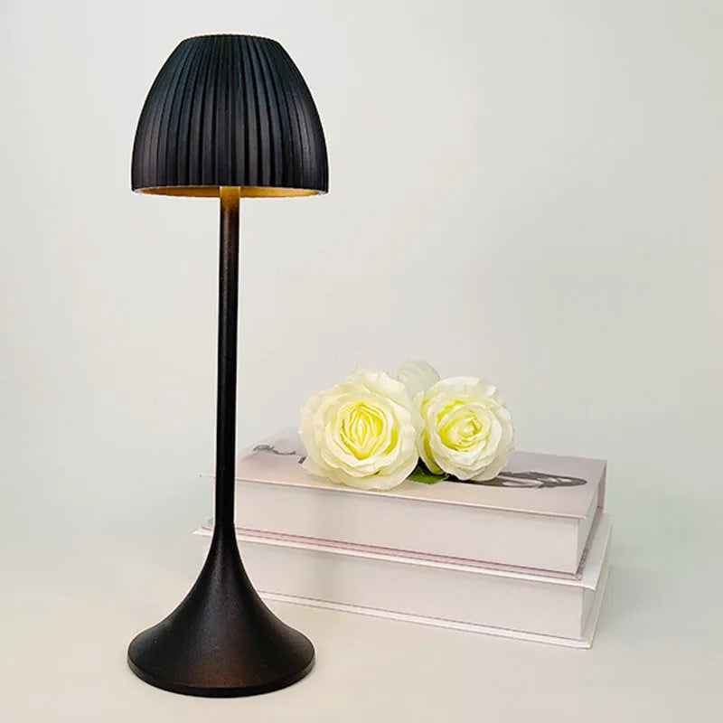 Modern black rechargeable night lamp with dimming function and decorative ins pattern design