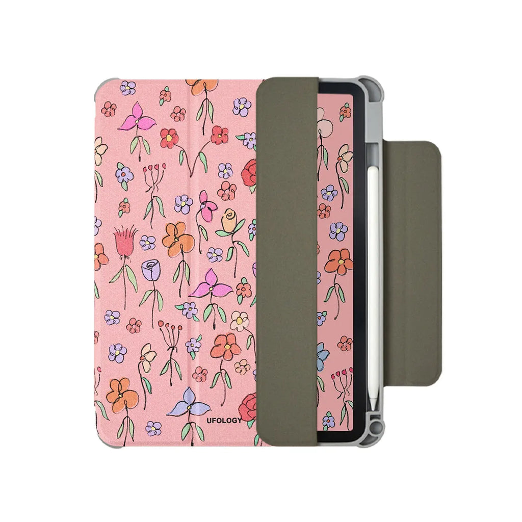 Black polyurethane flat shell sleeve for iPad Air with magnetic double-sided clip closure.