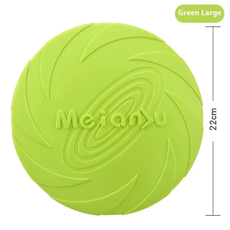 Soft rubber dog flying disc toy in red, blue or green colour for outdoor walking and travel