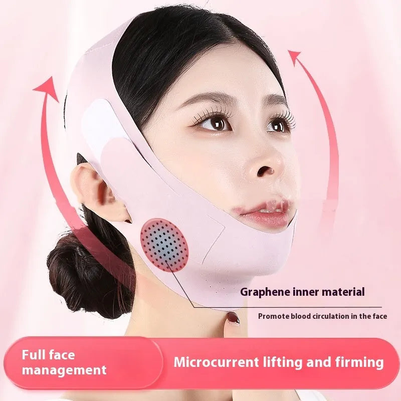 Small V face shaping mask with lifting bandage in purple or green graphene fabric