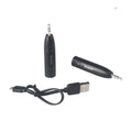 Black car Bluetooth audio receiver with USB cable for wireless music streaming to AUX stereo systems