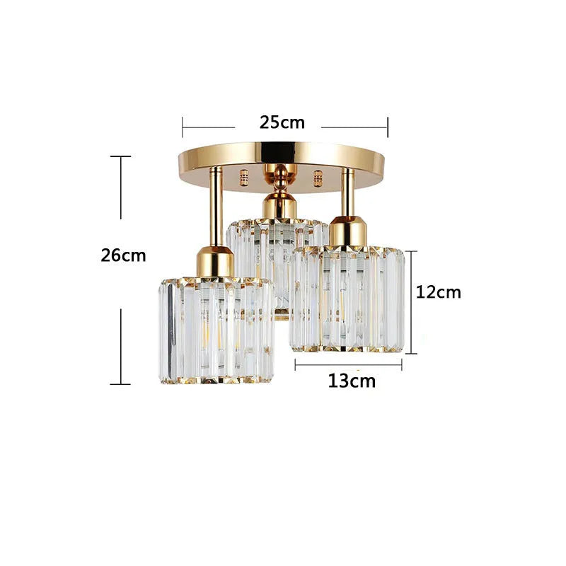 Modern crystal ceiling light in black finish for corridor or entrance installation with E27 socket