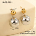 A pair of geometric round bead ear studs with a colour-block finish on stainless steel.