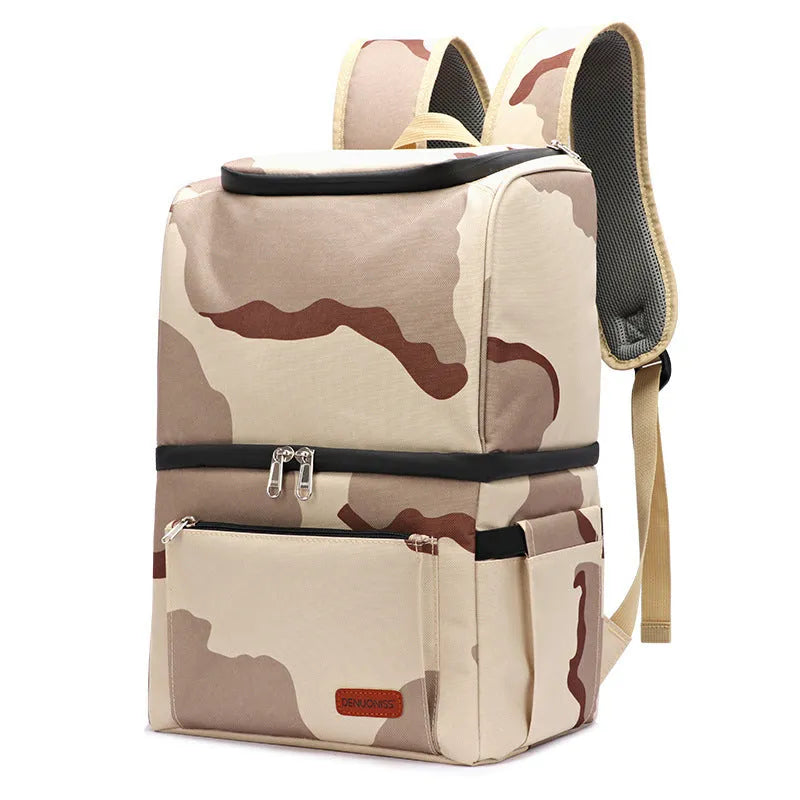 Double layer insulated waterproof picnic backpack with shoulder straps in multiple colour options