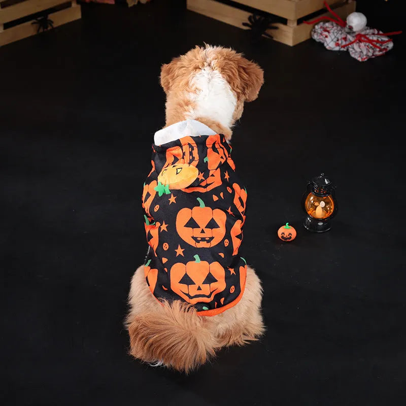 Wansheng orange pumpkin pet sweater for dogs and cats in polyester fabric