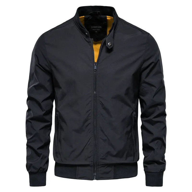 Men's thin casual polyester jacket in Army Green colour showing front view