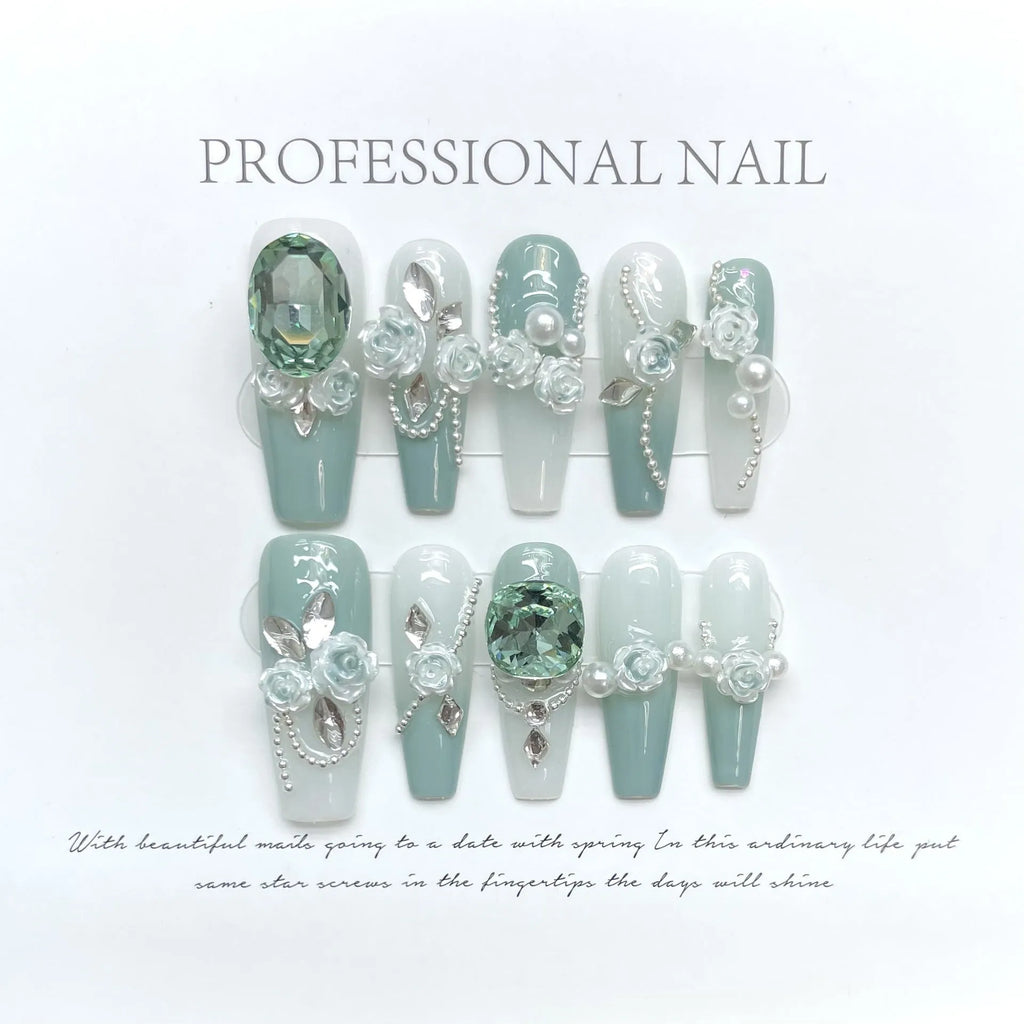 Armour nail art sticker in Camellia gradient colour with diamond, chain, bow, and butterfly pattern.