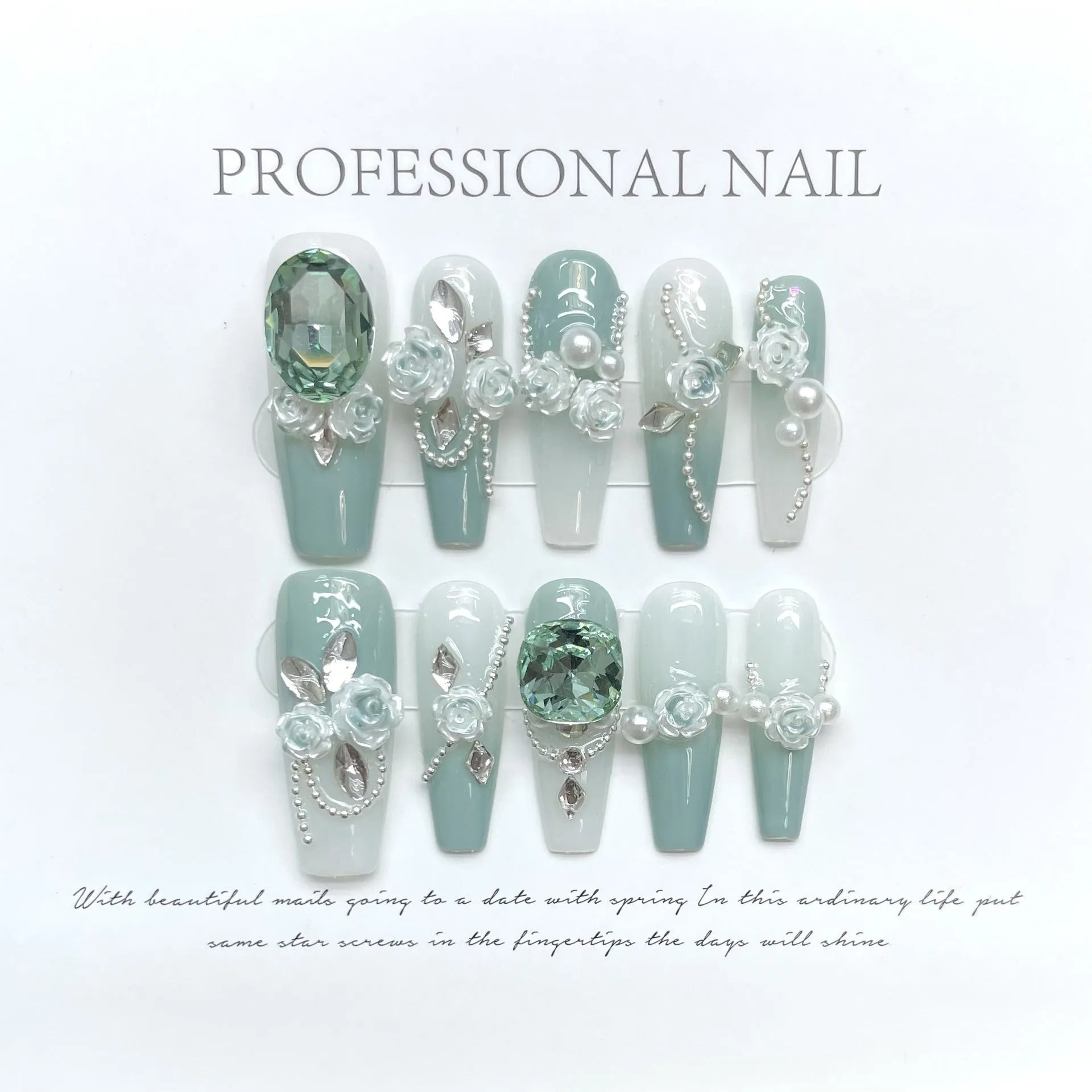 Armour nail art sticker in Camellia gradient colour with diamond, chain, bow, and butterfly pattern.