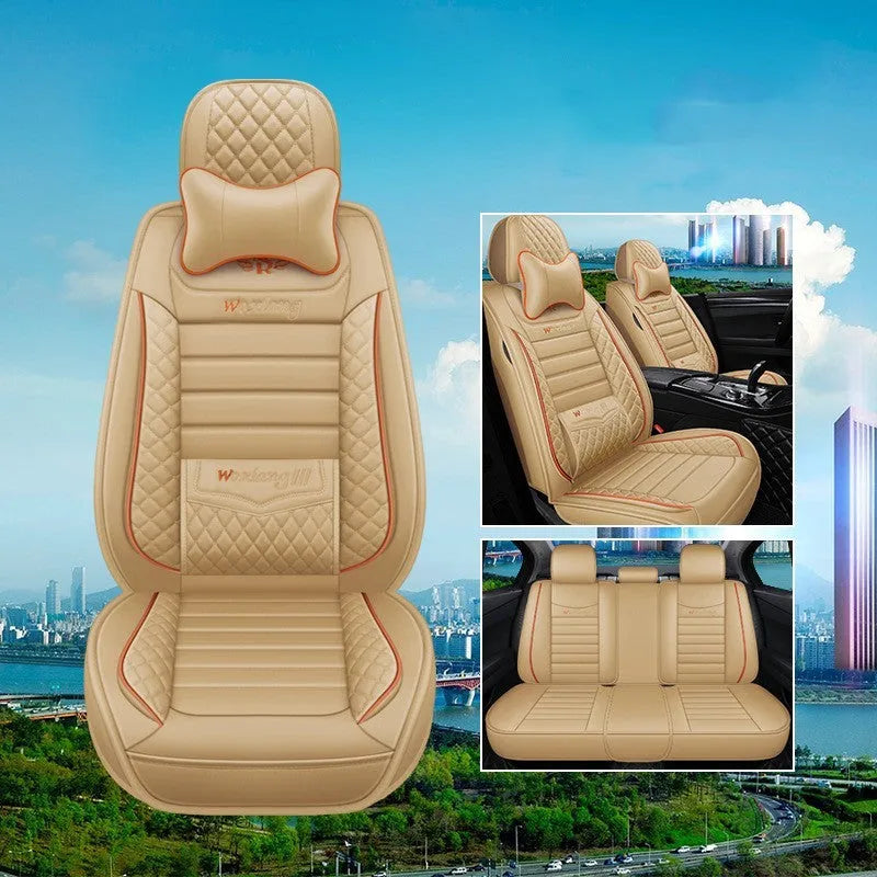 Red leather car seat cushion with high-elasticity sponge filler on a car seat.