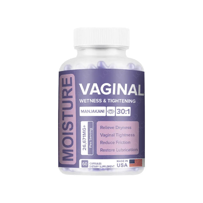 Bottle containing 60 vaginal capsules with botanical extract for adult women