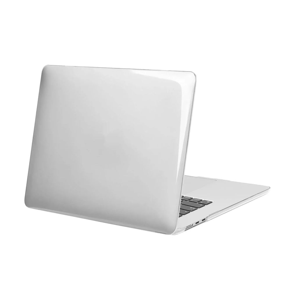 Clear plastic protective shell for MacBook laptop showing transparent design