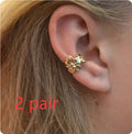 Gold starfish and conch shell earrings for women on a white background.