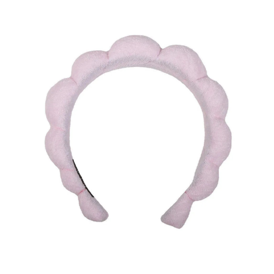 Handmade cloth hair band in pink for shampoo and spa use, narrow width, soft fabric