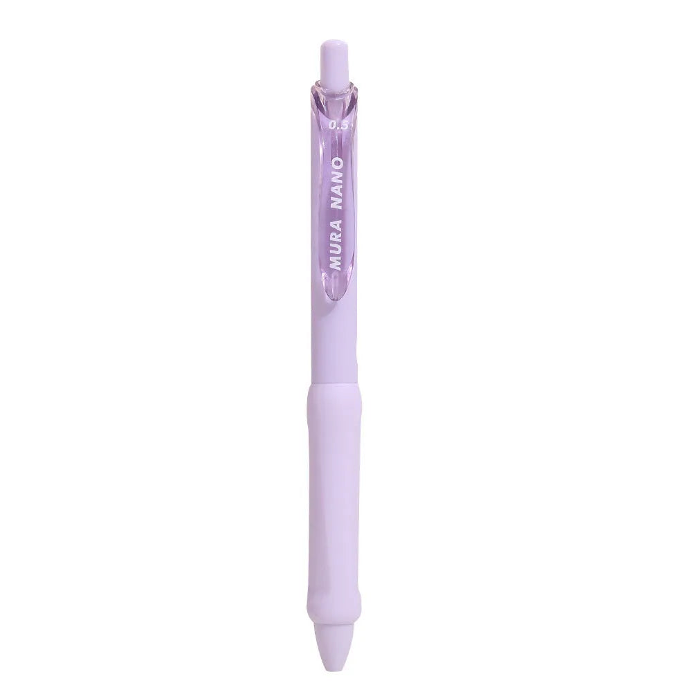 Macaron colour press gel pen with 0.5mm tip shown in smoked brown, white, and pink ink options