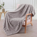 Children's soft plaid polyester blanket in camel colour, shown in a 90x90 inch size.