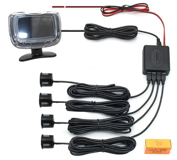 Wireless vehicle reversing sensor system with digital display and four embedded bumper probes