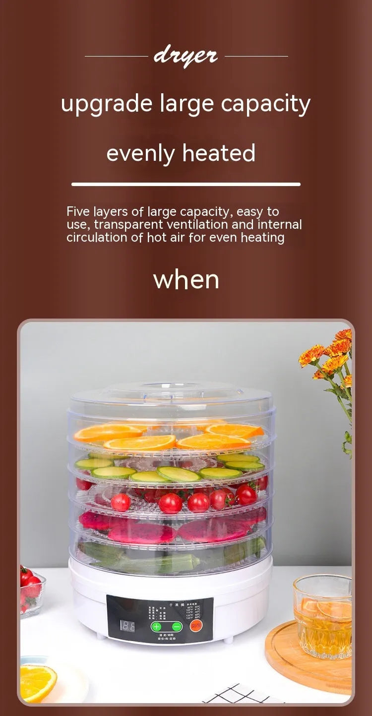 Household fruit dehydrator food dryer with multiple shelf layers and international plug options