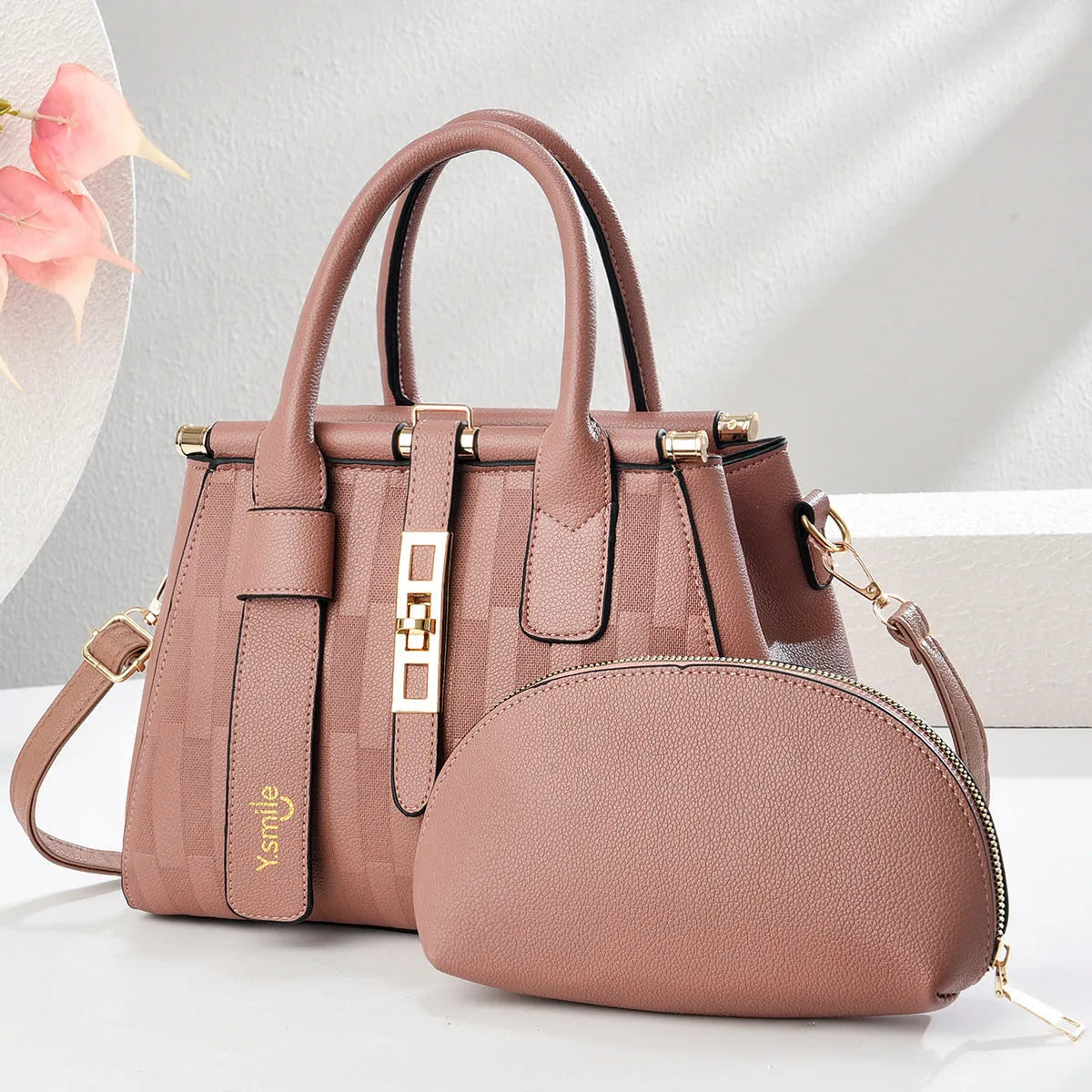 PU leather crossbody handbag with round suitcase shape in multiple colour options