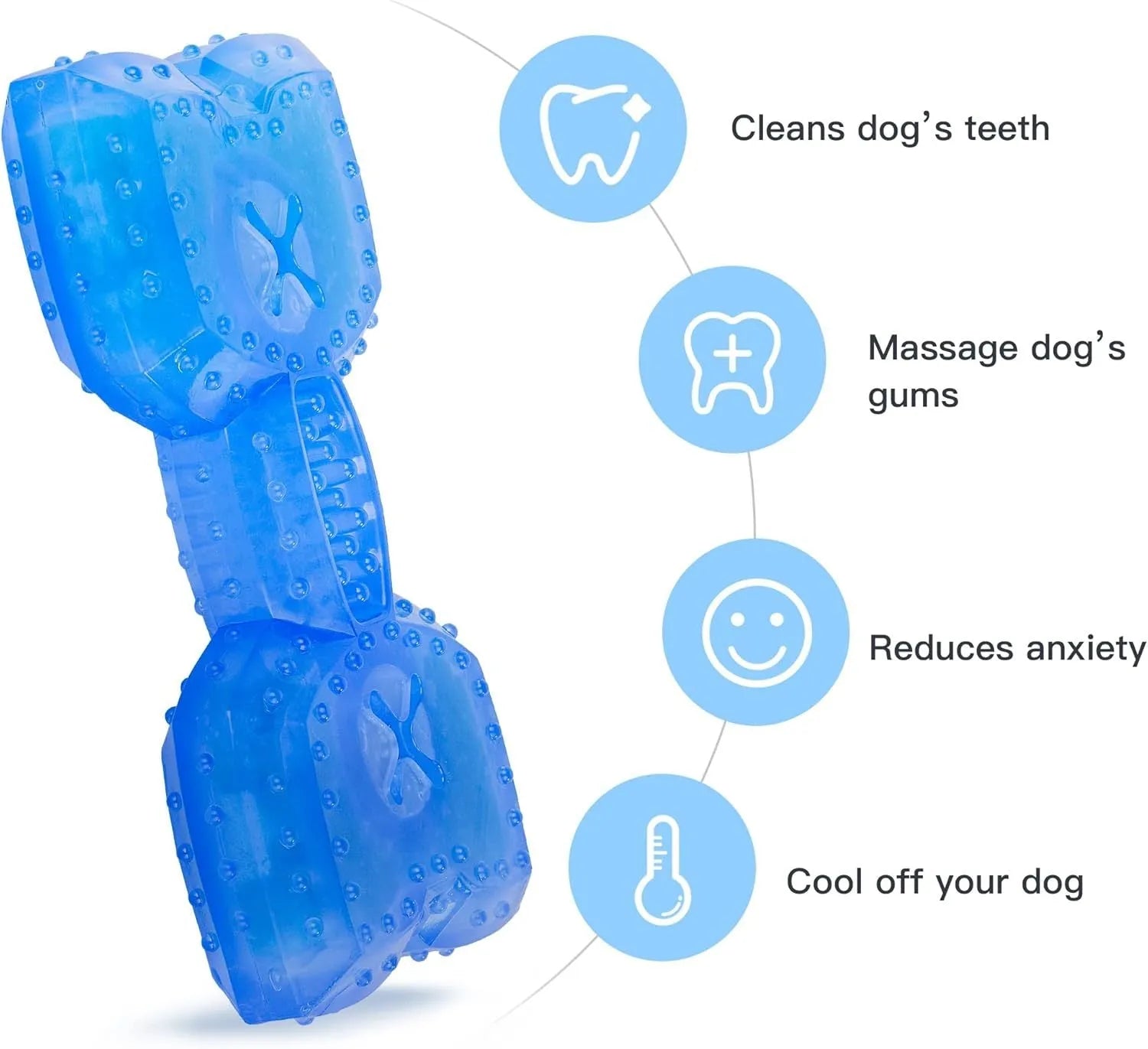 Freezable dog teething chew toy with non-toxic materials and purified water cooling