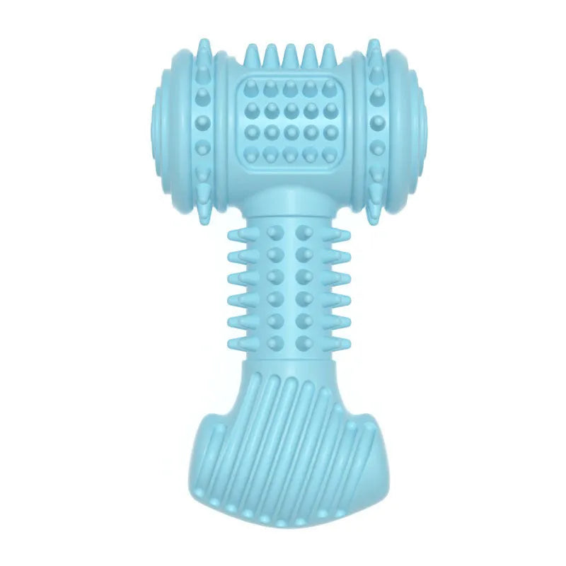 Blue TPR dog chew toy with big-bone shape and textured surface for teeth cleaning