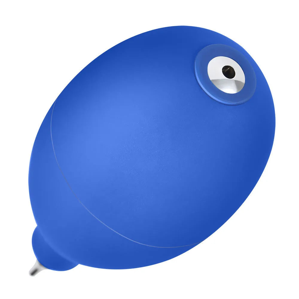 Blue rubber dust removal air blower cleaning tool for cameras and phones.