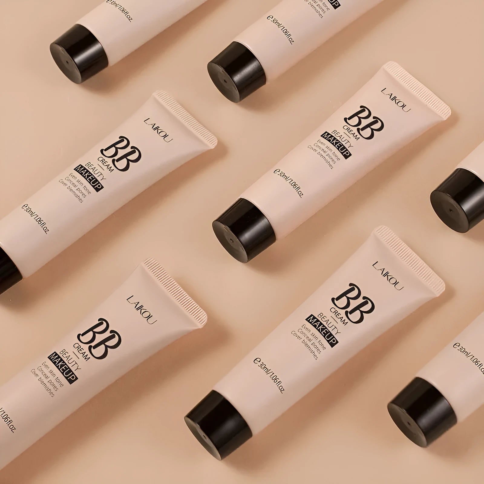 30ml tube of BB cream in one of nine shades, including Ivory White, Brightening, and Chocolate.