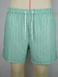 Polyester fibre striped beach shorts in navy blue with straight leg opening