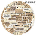 25 torn English letter design waterproof PVC stickers for laptops and notebooks
