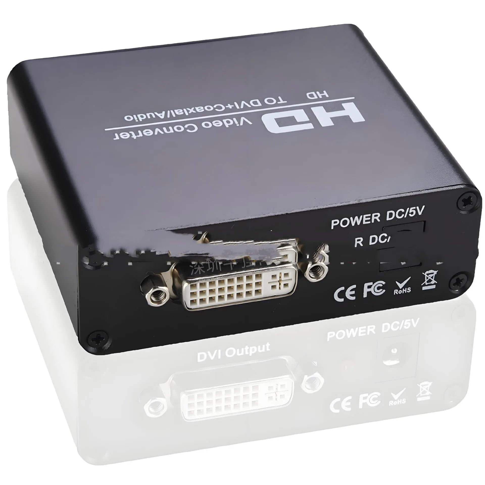 Black HDMI to DVI converter cable with 3.5mm audio output connector for monitor systems