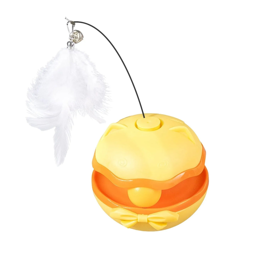 Electric cat toy tumbler with USB charging port and LED lights for automatic feline play