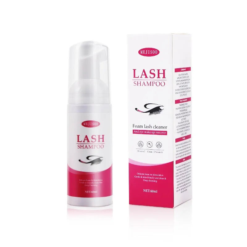 60ml lash shampoo mousse bottle for eyelash cleaning, 3.7cm diameter