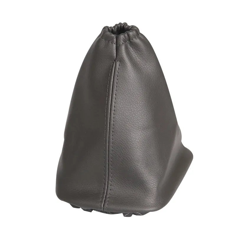 Black leather car shift lever dust cover showing 15.2cm dimensions for Corolla gear selector protection