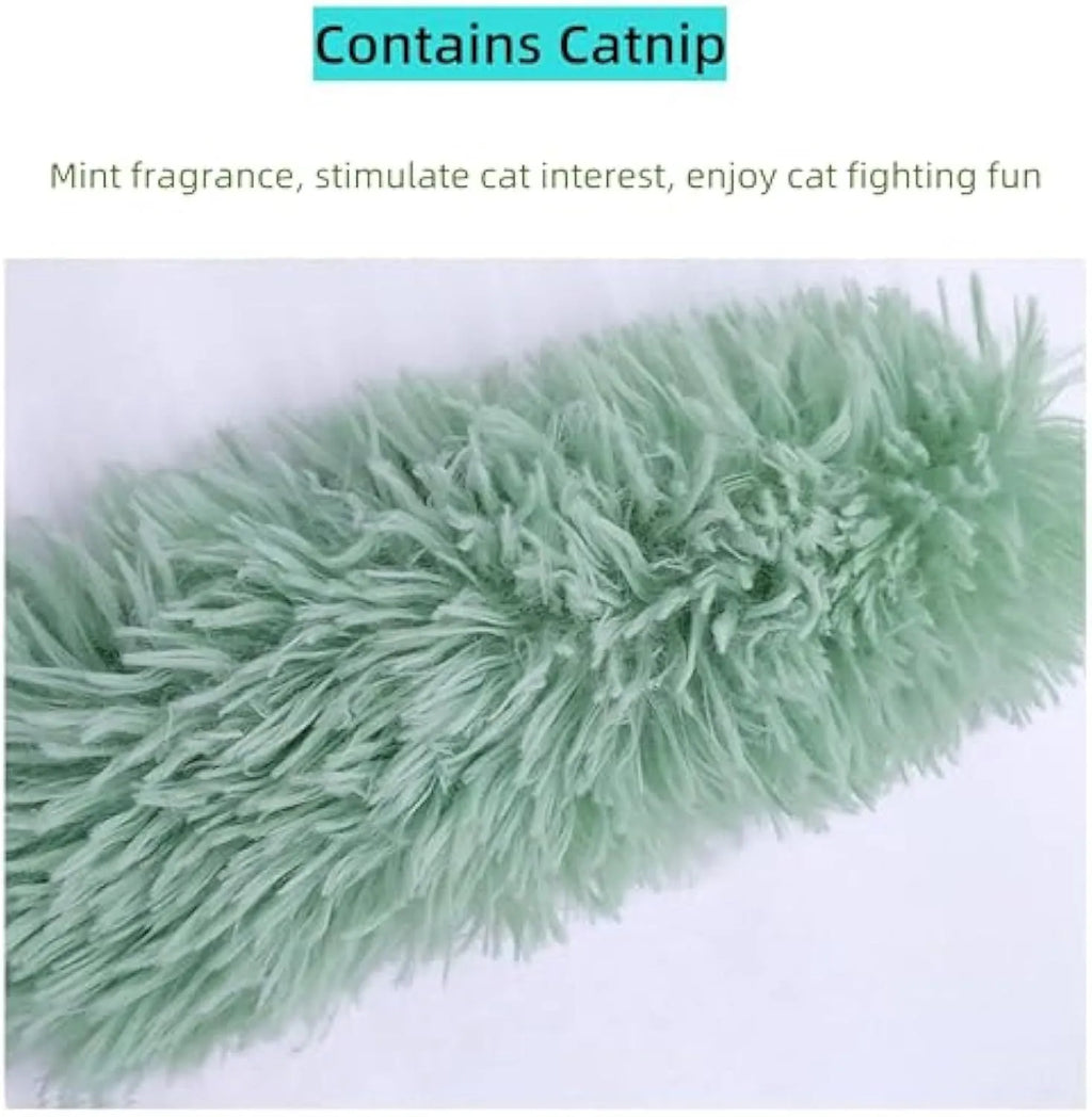 Soft plush interactive cat toy pillow in assorted colours with crinkle sound and catnip filling.