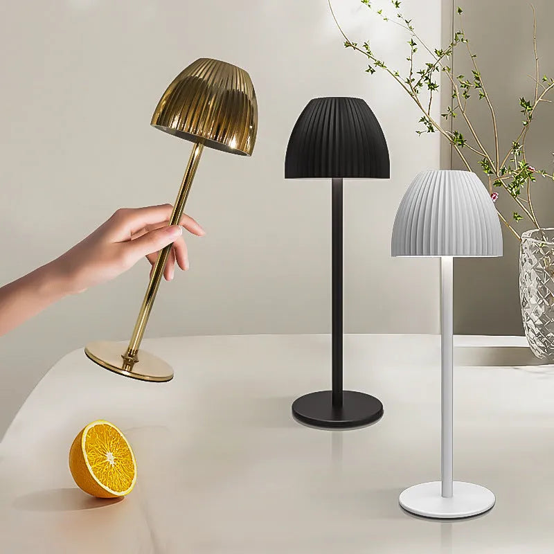 Modern black rechargeable night lamp with dimming function and decorative ins pattern design