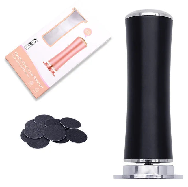 Electric foot callus remover with 60 replacement sandpaper discs, pink and black variants