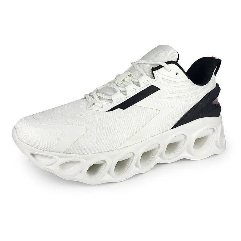 Men's breathable mesh casual sports shoes in black colour with lace-up front and EVA soles