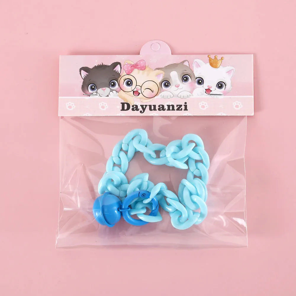 Macaron candy colour plastic pet collar for cats dogs rabbits on a white background