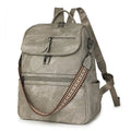 Retro college student backpack in black with curved shoulder straps and stitching detail