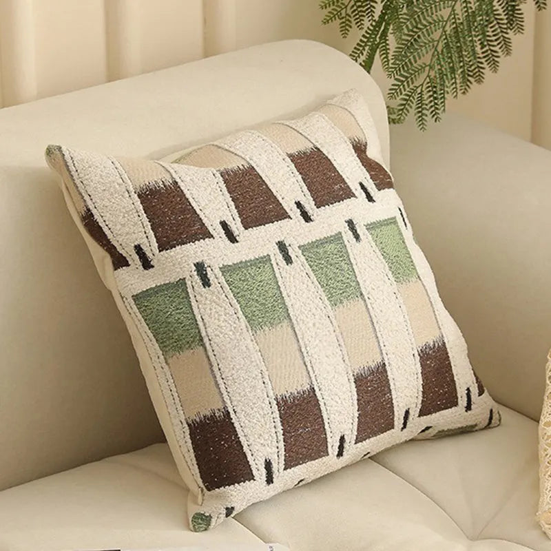 45x45cm jacquard woven cushion cover with a retro floral and plant pattern in a choice of eight colours.