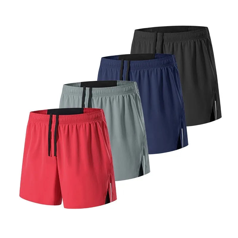 Men's high-waist loose fit off-road running shorts in red, quick-drying fabric for marathon running
