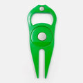 Zinc alloy golf ball fork bottle opener with ball marking yoke measuring 88mm x 35mm