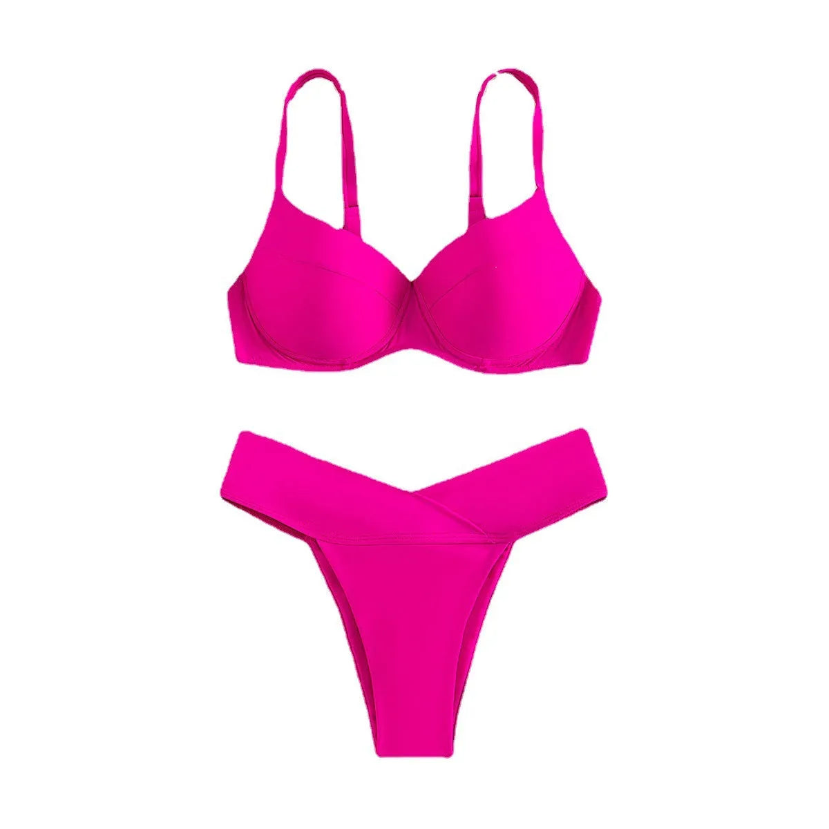 Solid colour sleeveless bikini swimsuit in nylon fabric for swimming sports