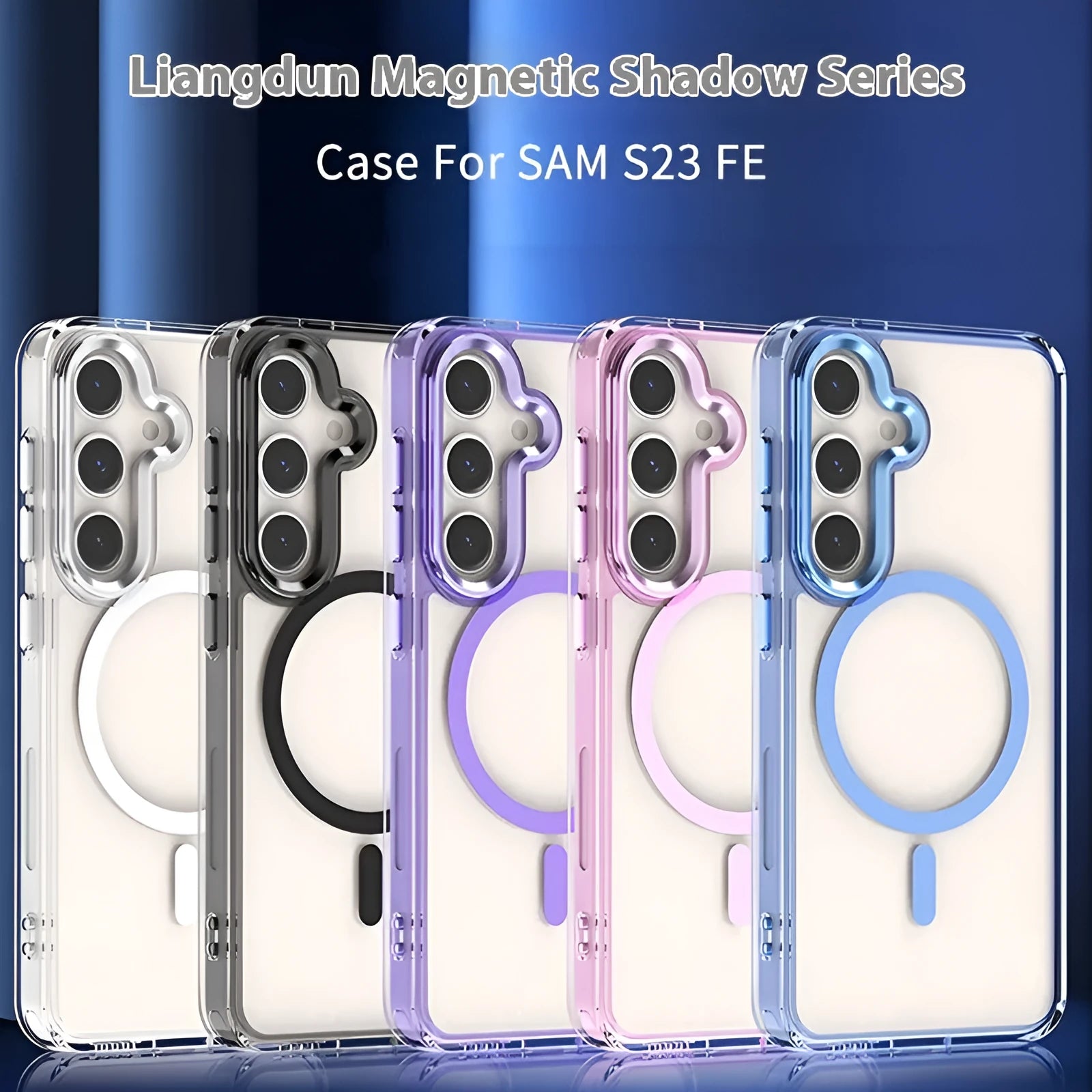 Transparent magnetic anti-drop silicone phone case for Samsung Galaxy S23 FE with metal lens ring