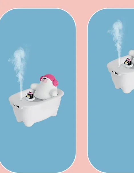 White USB desktop air humidifier with large water tank and mist nozzle